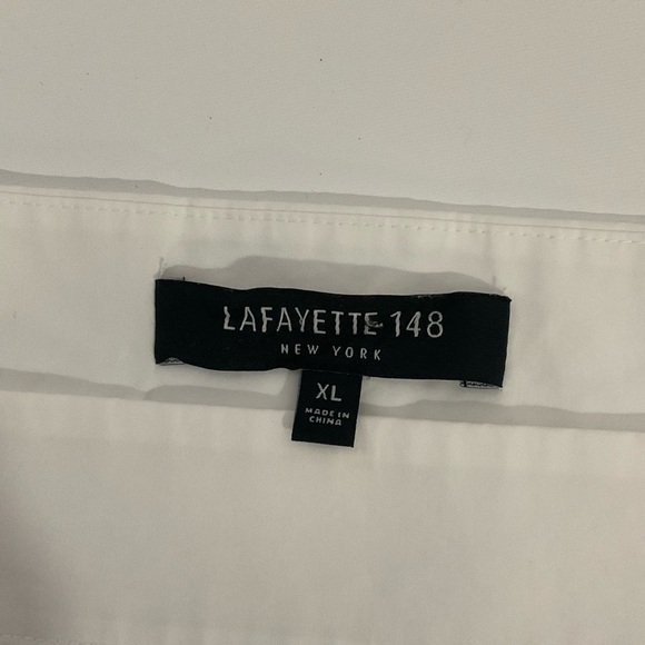 Lafayette 148 New York Beautiful Feminine White Eyelet Cotton Blouse size XL. - Picture 2 of 15